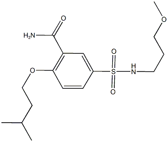 2-(isopentyloxy)-5-{[(3-methoxypropyl)amino]sulfonyl}benzamide Structure