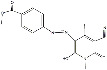 methyl 4-[(5-cyano-2-hydroxy-1,4-dimethyl-6-oxo-1,6-dihydro-3-pyridinyl)diazenyl]benzoate 구조식 이미지