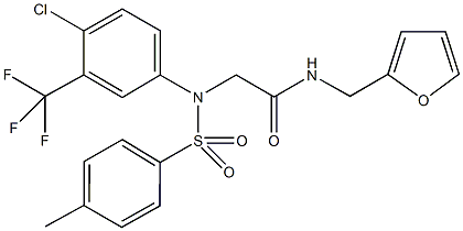 2-[4-chloro[(4-methylphenyl)sulfonyl]-3-(trifluoromethyl)anilino]-N-(2-furylmethyl)acetamide Structure