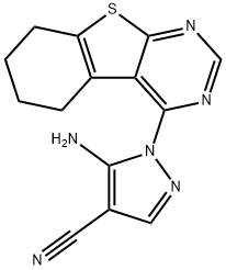 5-amino-1-(5,6,7,8-tetrahydro[1]benzothieno[2,3-d]pyrimidin-4-yl)-1H-pyrazole-4-carbonitrile 구조식 이미지