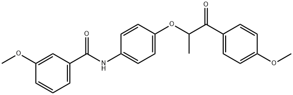 3-methoxy-N-{4-[2-(4-methoxyphenyl)-1-methyl-2-oxoethoxy]phenyl}benzamide 구조식 이미지