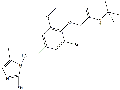 2-(2-bromo-6-methoxy-4-{[(3-methyl-5-sulfanyl-4H-1,2,4-triazol-4-yl)amino]methyl}phenoxy)-N-(tert-butyl)acetamide Structure