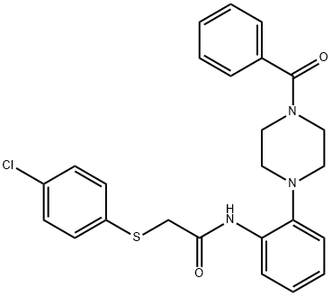 N-[2-(4-benzoyl-1-piperazinyl)phenyl]-2-[(4-chlorophenyl)sulfanyl]acetamide 구조식 이미지