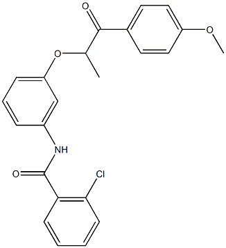 2-chloro-N-{3-[2-(4-methoxyphenyl)-1-methyl-2-oxoethoxy]phenyl}benzamide Structure