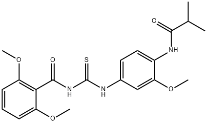 N-[4-({[(2,6-dimethoxybenzoyl)amino]carbothioyl}amino)-2-methoxyphenyl]-2-methylpropanamide Structure