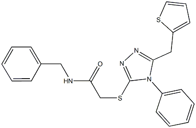 N-benzyl-2-{[4-phenyl-5-(2-thienylmethyl)-4H-1,2,4-triazol-3-yl]thio}acetamide 구조식 이미지