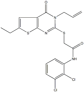 2-[(3-allyl-6-ethyl-4-oxo-3,4-dihydrothieno[2,3-d]pyrimidin-2-yl)thio]-N-(2,3-dichlorophenyl)acetamide 구조식 이미지