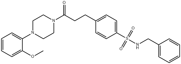 N-benzyl-4-{3-[4-(2-methoxyphenyl)-1-piperazinyl]-3-oxopropyl}benzenesulfonamide 구조식 이미지