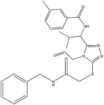 N-[1-(4-allyl-5-{[2-(benzylamino)-2-oxoethyl]sulfanyl}-4H-1,2,4-triazol-3-yl)-2-methylpropyl]-3-methylbenzamide Structure