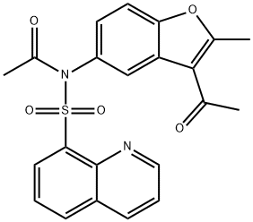 N-acetyl-N-(3-acetyl-2-methyl-1-benzofuran-5-yl)-8-quinolinesulfonamide 구조식 이미지