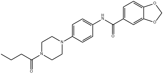 N-[4-(4-butyryl-1-piperazinyl)phenyl]-1,3-benzodioxole-5-carboxamide 구조식 이미지