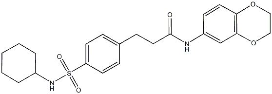 3-{4-[(cyclohexylamino)sulfonyl]phenyl}-N-(2,3-dihydro-1,4-benzodioxin-6-yl)propanamide 구조식 이미지