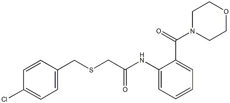 2-[(4-chlorobenzyl)sulfanyl]-N-[2-(4-morpholinylcarbonyl)phenyl]acetamide Structure