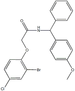 2-(2-bromo-4-chlorophenoxy)-N-[(4-methoxyphenyl)(phenyl)methyl]acetamide Structure
