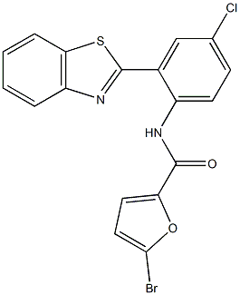 N-[2-(1,3-benzothiazol-2-yl)-4-chlorophenyl]-5-bromo-2-furamide 구조식 이미지