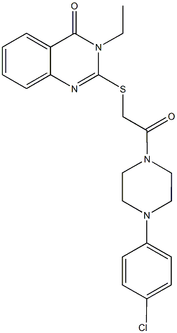 2-({2-[4-(4-chlorophenyl)-1-piperazinyl]-2-oxoethyl}sulfanyl)-3-ethyl-4(3H)-quinazolinone Structure