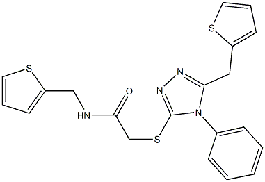 2-{[4-phenyl-5-(2-thienylmethyl)-4H-1,2,4-triazol-3-yl]thio}-N-(2-thienylmethyl)acetamide 구조식 이미지