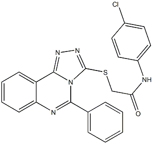 N-(4-chlorophenyl)-2-[(5-phenyl[1,2,4]triazolo[4,3-c]quinazolin-3-yl)sulfanyl]acetamide 구조식 이미지