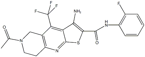 6-acetyl-3-amino-N-(2-fluorophenyl)-4-(trifluoromethyl)-5,6,7,8-tetrahydrothieno[2,3-b][1,6]naphthyridine-2-carboxamide 구조식 이미지