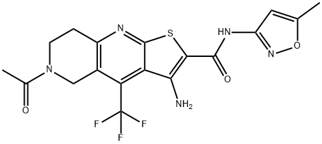 6-acetyl-3-amino-N-(5-methyl-3-isoxazolyl)-4-(trifluoromethyl)-5,6,7,8-tetrahydrothieno[2,3-b][1,6]naphthyridine-2-carboxamide 구조식 이미지