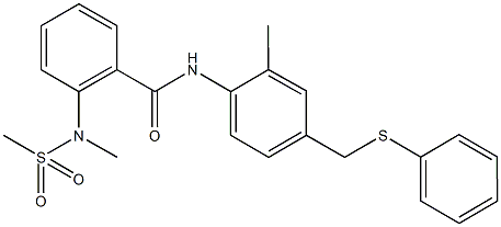 2-[methyl(methylsulfonyl)amino]-N-{2-methyl-4-[(phenylsulfanyl)methyl]phenyl}benzamide Structure