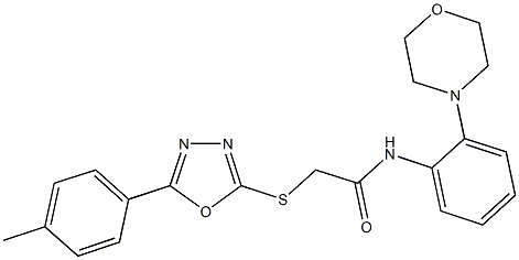 2-{[5-(4-methylphenyl)-1,3,4-oxadiazol-2-yl]sulfanyl}-N-[2-(4-morpholinyl)phenyl]acetamide 구조식 이미지