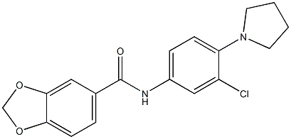 N-[3-chloro-4-(1-pyrrolidinyl)phenyl]-1,3-benzodioxole-5-carboxamide 구조식 이미지