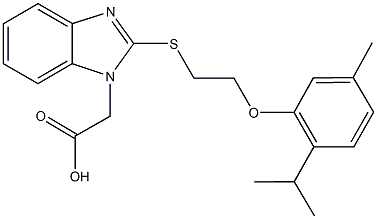 (2-{[2-(2-isopropyl-5-methylphenoxy)ethyl]sulfanyl}-1H-benzimidazol-1-yl)acetic acid Structure