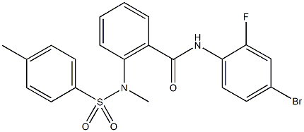 N-(4-bromo-2-fluorophenyl)-2-{methyl[(4-methylphenyl)sulfonyl]amino}benzamide 구조식 이미지