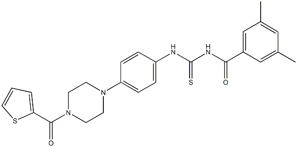 N-(3,5-dimethylbenzoyl)-N'-{4-[4-(2-thienylcarbonyl)-1-piperazinyl]phenyl}thiourea 구조식 이미지