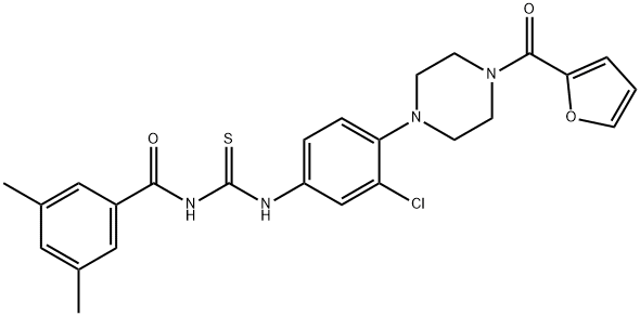N-{3-chloro-4-[4-(2-furoyl)-1-piperazinyl]phenyl}-N'-(3,5-dimethylbenzoyl)thiourea 구조식 이미지