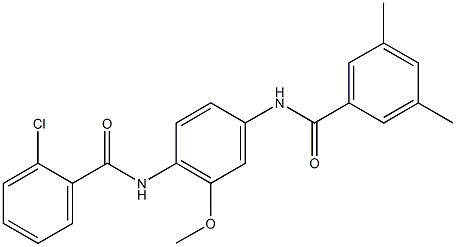 N-{4-[(2-chlorobenzoyl)amino]-3-methoxyphenyl}-3,5-dimethylbenzamide 구조식 이미지