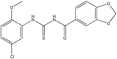 N-(1,3-benzodioxol-5-ylcarbonyl)-N'-(5-chloro-2-methoxyphenyl)thiourea 구조식 이미지