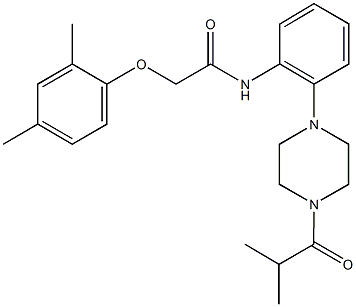 2-(2,4-dimethylphenoxy)-N-[2-(4-isobutyryl-1-piperazinyl)phenyl]acetamide Structure