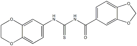 N-(1,3-benzodioxol-5-ylcarbonyl)-N'-(2,3-dihydro-1,4-benzodioxin-6-yl)thiourea 구조식 이미지