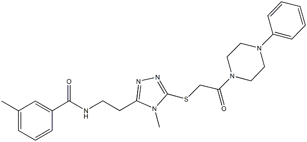 3-methyl-N-[2-(4-methyl-5-{[2-oxo-2-(4-phenyl-1-piperazinyl)ethyl]sulfanyl}-4H-1,2,4-triazol-3-yl)ethyl]benzamide 구조식 이미지