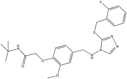 N-(tert-butyl)-2-{4-[({3-[(2-fluorobenzyl)thio]-4H-1,2,4-triazol-4-yl}amino)methyl]-2-methoxyphenoxy}acetamide Structure