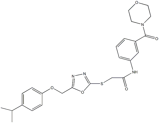 2-({5-[(4-isopropylphenoxy)methyl]-1,3,4-oxadiazol-2-yl}sulfanyl)-N-[3-(4-morpholinylcarbonyl)phenyl]acetamide 구조식 이미지