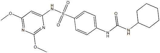 4-{[(cyclohexylamino)carbonyl]amino}-N-(2,6-dimethoxy-4-pyrimidinyl)benzenesulfonamide 구조식 이미지