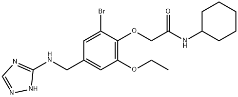 2-{2-bromo-6-ethoxy-4-[(1H-1,2,4-triazol-3-ylamino)methyl]phenoxy}-N-cyclohexylacetamide 구조식 이미지