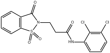 N-(2,3-dichlorophenyl)-3-(1,1-dioxido-3-oxo-1,2-benzisothiazol-2(3H)-yl)propanamide 구조식 이미지