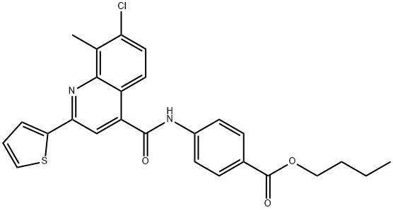 butyl 4-({[7-chloro-8-methyl-2-(2-thienyl)-4-quinolinyl]carbonyl}amino)benzoate Structure