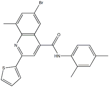 6-bromo-N-(2,4-dimethylphenyl)-8-methyl-2-(2-thienyl)-4-quinolinecarboxamide 구조식 이미지