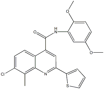 7-chloro-N-(2,5-dimethoxyphenyl)-8-methyl-2-(2-thienyl)-4-quinolinecarboxamide Structure