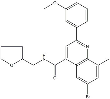 6-bromo-2-(3-methoxyphenyl)-8-methyl-N-(tetrahydro-2-furanylmethyl)-4-quinolinecarboxamide Structure