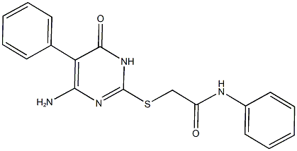 2-[(4-amino-6-oxo-5-phenyl-1,6-dihydro-2-pyrimidinyl)sulfanyl]-N-phenylacetamide 구조식 이미지