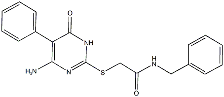 2-[(4-amino-6-oxo-5-phenyl-1,6-dihydro-2-pyrimidinyl)sulfanyl]-N-benzylacetamide 구조식 이미지