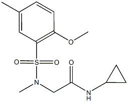 N-cyclopropyl-2-[[(2-methoxy-5-methylphenyl)sulfonyl](methyl)amino]acetamide 구조식 이미지