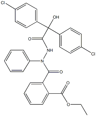 ethyl 2-({2-[bis(4-chlorophenyl)(hydroxy)acetyl]-1-phenylhydrazino}carbonyl)benzoate 구조식 이미지