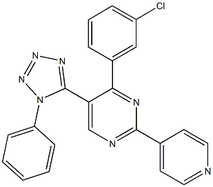 4-(3-chlorophenyl)-5-(1-phenyl-1H-tetraazol-5-yl)-2-(4-pyridinyl)pyrimidine Structure